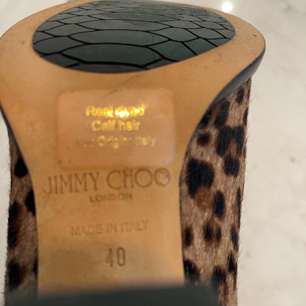 JIMMY CHOO Boots Ponyhair Animal Print Womens Size 40 /Us7.5-8 - Picture 9 of 10